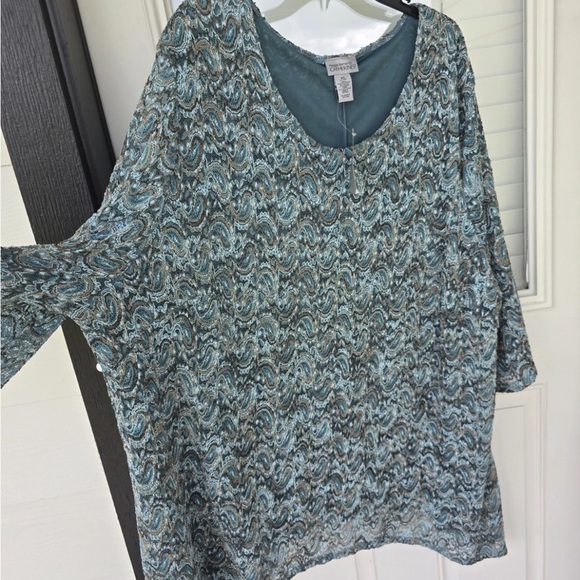 Catherines Tunic Lace Top 5X Plus Embroidered Lined Women New Teal - Picture 9 of 13